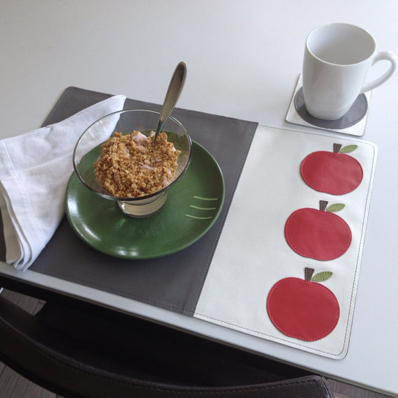 Mally Designs Leather Placemat - Apples