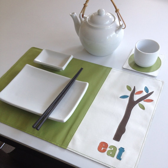 Mally Designs Leather Placemat - eat tree