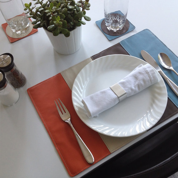 stripes leather placemat