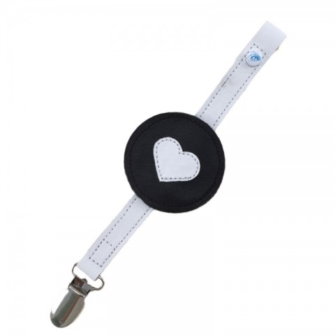 monochrome heart soother clip