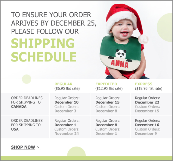 holiday shipping schedule